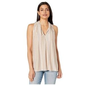 Max Studio Gray Multi Bridge Stripe‎ Sleeveless Swing Tank - L EUC